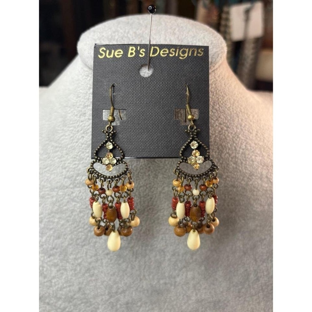 1. Chandelier Mixed Beads Boho Earrings